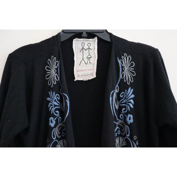 Johnny Was P-41317-F Women's Sz S Black Floral Embroidered Cardigan Sweater - Picture 3 of 8